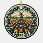 Nederland Reizen Kunst Badge Keramisch Ornament (Achterkant)
