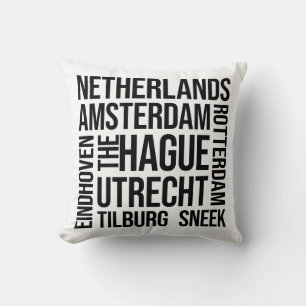 Nederland Steden Woordkunst - Amsterdam Travel Kussen