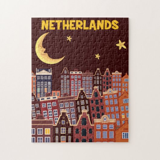Nederland te nacht legpuzzel (Verticaal)