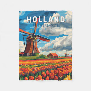 Nederland Travel Art Vintage Fleece Deken