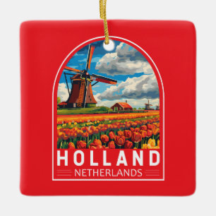 Nederland Travel Art Vintage Keramisch Ornament
