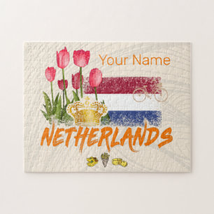 Nederland Vintage Holland Vlag en Nederlandse Tulp Legpuzzel