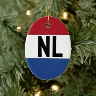 Nederland - vlag en afkorting keramisch ornament