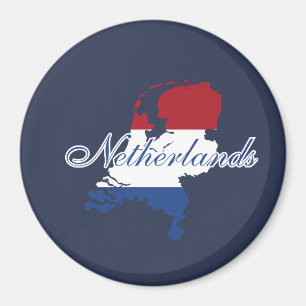 Nederland Vlaggenkaart Souvenir Modern, Achterkant Magneet