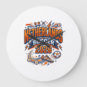 Nederland Voetbal 2026 Voetbal Vet Land Typogr Grote Klok