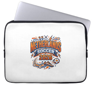 Nederland Voetbal 2026 Voetbal Vet Land Typogr Laptop Sleeve