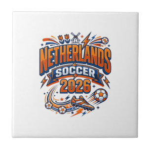Nederland Voetbal 2026 Voetbal Vet Land Typogr Tegeltje