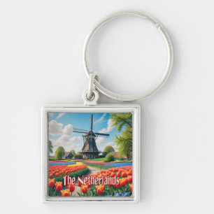 Nederland Windmolen & Tulpen Sleutelhanger