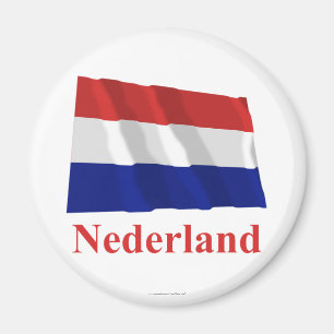 Nederland Wuivende Vlag met Naam in het Nederlands Magneet