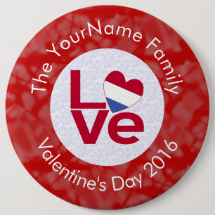Nederlander Red LOVE Vlag Persoonlijk gemaakt Ronde Button 6,0 Cm