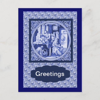 Nederlands blauw ontwerp voor tegel Briefkaart