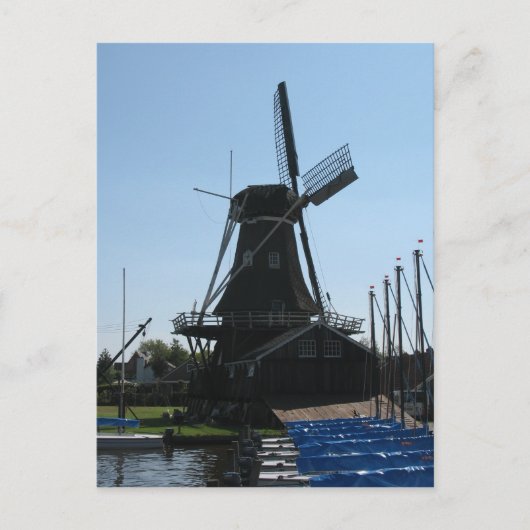 Nederlands Briefkaart met windmolen Silhouette (Voorkant)