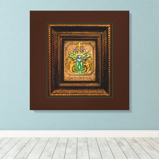 Nederlands familiewapen van Westervelt ingelijst Canvas Afdruk (Insitu (Houten vloer))