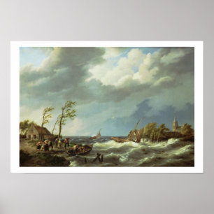 Nederlands Gevist vaartuig op een Lee Shore met Vi Poster