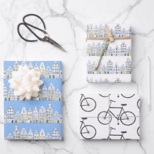 Nederlands huis met fietsen Amsterdam Inpakpapier Vel