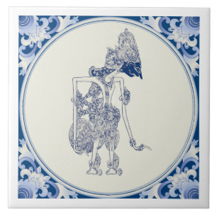 Nederlands-Indonesische Schaduwpop Delft Blauw V2. Tegeltje