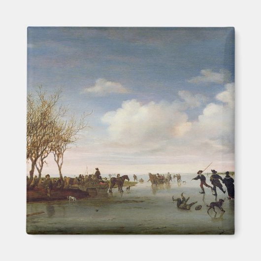 Nederlands landschap met Skaters Magneet (Voorkant)