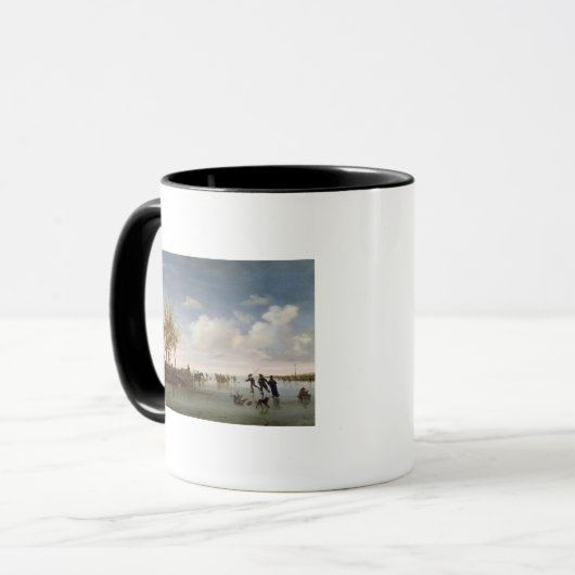 Nederlands landschap met Skaters Mok (Voorkant links)