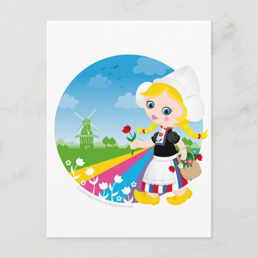 Nederlands meisje briefkaart (Voorkant)