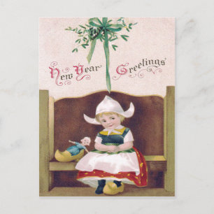 Nederlands poppenhuis mistletoe klomp kerkbank briefkaart