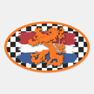 Nederlands Rode White Blue vlag Oranje Lion Team H Ovale Sticker