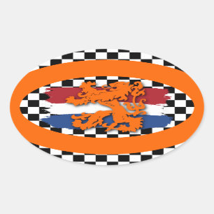 Nederlands Rode White Blue vlag Oranje Lion Team H Ovale Sticker