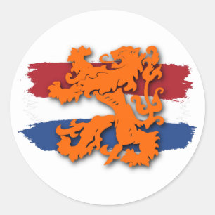 Nederlands Rode White Blue vlag Oranje Lion Team H Ronde Sticker