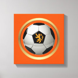 Nederlands Voetbal, Nederlands lion op Sinaasappel Canvas Afdruk