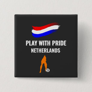 Nederlands Voetbal Trots 2026 T-shirt Vierkante Button 5,1 Cm