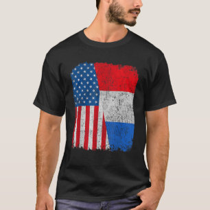 Nederlandse Amerikaanse vlag Half USA Nederland Ro T-shirt