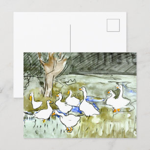 Nederlandse Art Nouveau Eenden en Ganzen Briefkaart