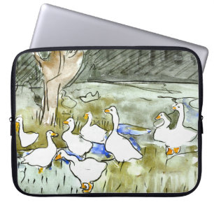 Nederlandse Art Nouveau Eenden en Ganzen Laptop Sleeve