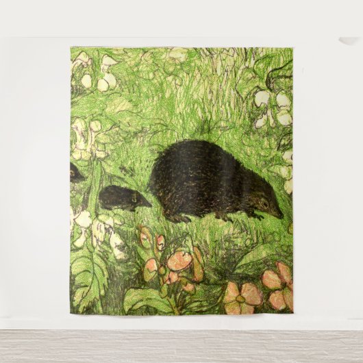 Nederlandse Art Nouveau Egel en Baby's Wandkleed (Voorkant)