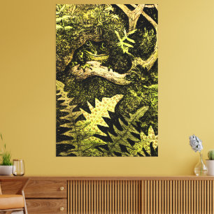 Nederlandse Art Nouveau Kikker in Boom Canvas Afdruk
