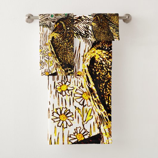 Nederlandse Art Nouveau Pauw en uilen Bad Handdoek (Insitu)