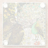 Nederlandse Art Nouveau Pauw en uilen Glazen Onderzetter (Achterkant)