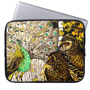 Nederlandse Art Nouveau Pauw en uilen Laptop Sleeve