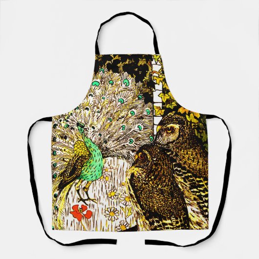 Nederlandse Art Nouveau Pauw en uilen Schort (Voorkant)