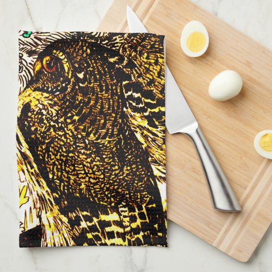 Nederlandse Art Nouveau Pauw en uilen Theedoek (Quarter Fold)