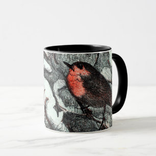 Nederlandse Art Nouveau Robin Bird in de winter Mok