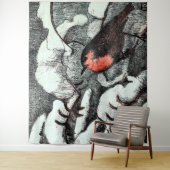 Nederlandse Art Nouveau Robin Bird in de winter Wandkleed (In situ)