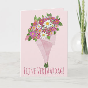 Nederlandse Birthday Pink bouquet of bloemen Kaart