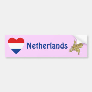 Nederlandse Bumpersticker Vlaggenkop + Kaart