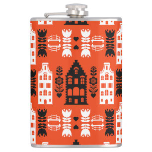 Nederlandse Folk Art Print Heupfles