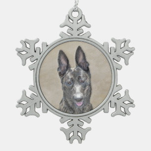 Nederlandse herderdeschilderkunst - Kute Original  Tin Sneeuwvlok Ornament