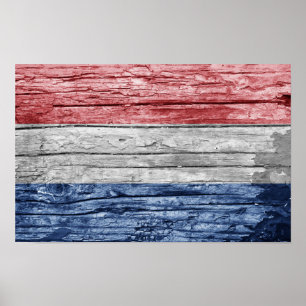 Nederlandse houten vlag poster