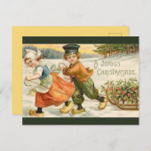 Nederlandse jongen en meisje met kerstmis Briefkaart (Voorkant / Achterkant)