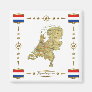 Nederlandse Kaart + Vlaggen Magnet Magneet