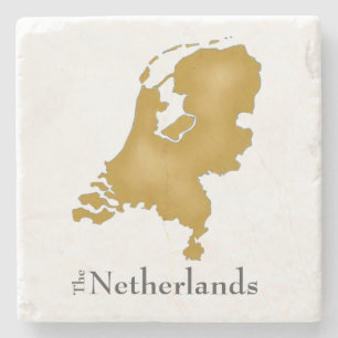Nederlandse Kaart voor goudWaterverf Stenen Onderzetter