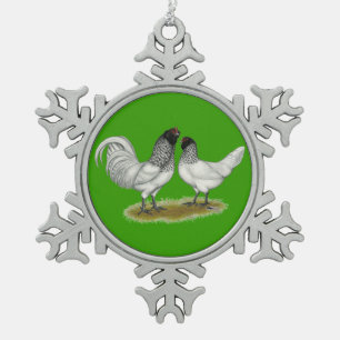 Nederlandse kippen tin sneeuwvlok ornament